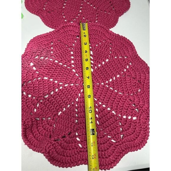 Rare Vintage Handmade Set of 6 Knit Crochet Hot Pad Trivet Potholders - Picture 12 of 14